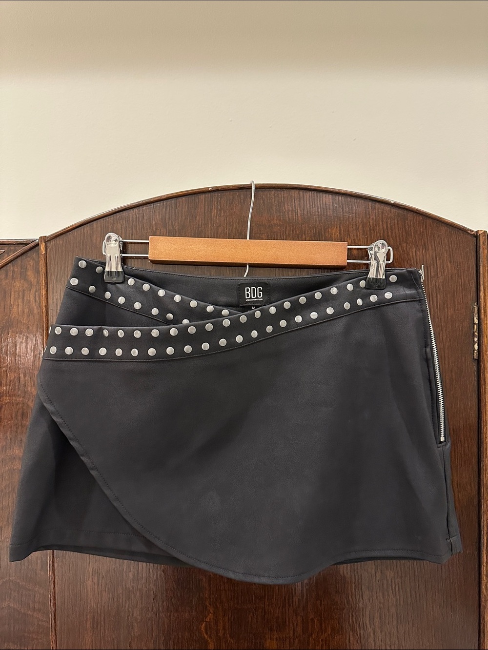 BDG Black Mini Skirt with Silver Stud Trim